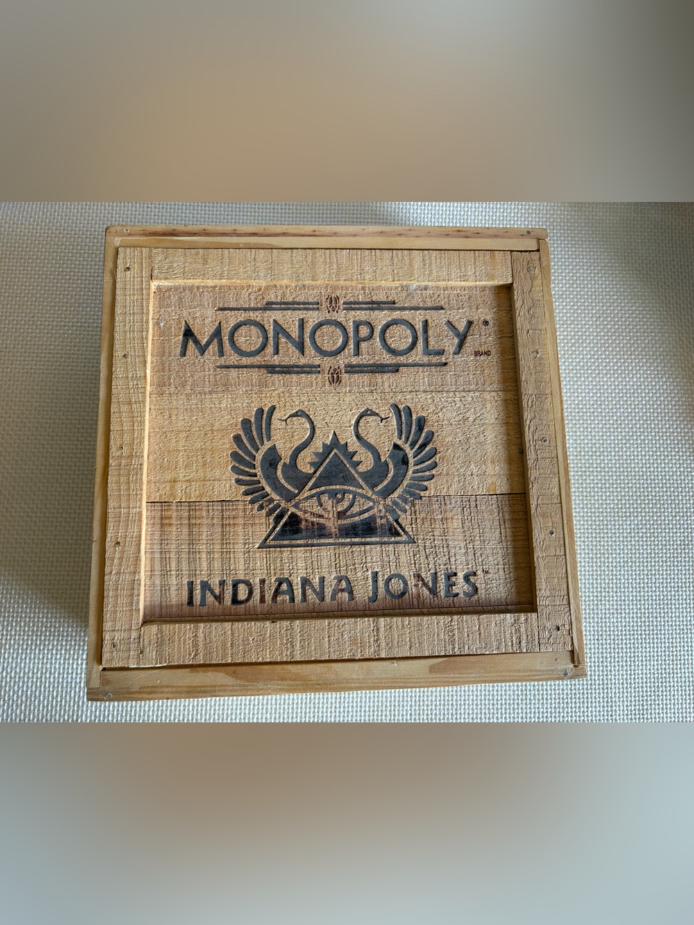 Indiana Jones Monopoly Board Game Wood Box Crate Collectable 2008